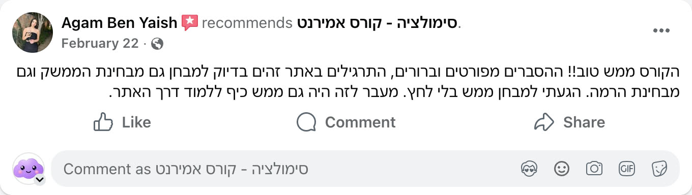 צילום מסך ביקורת פייסבוק