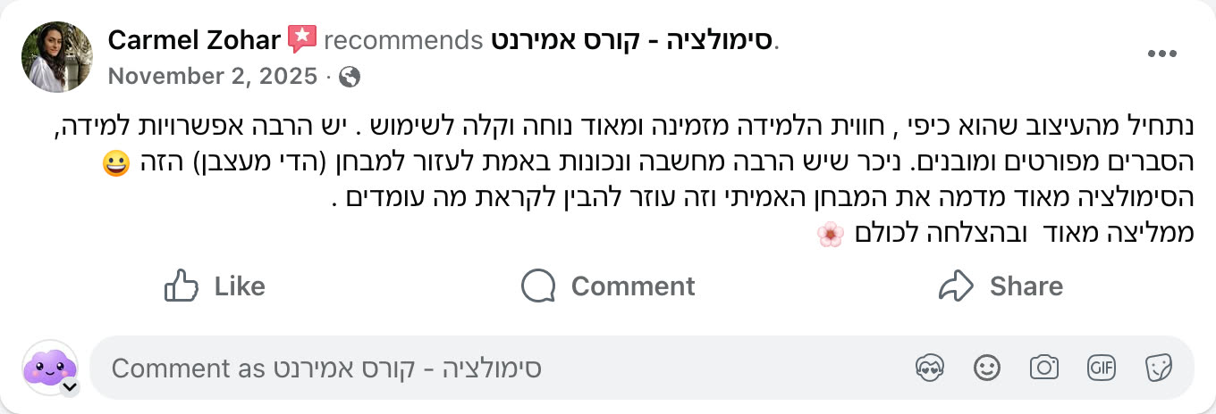 צילום מסך ביקורת פייסבוק