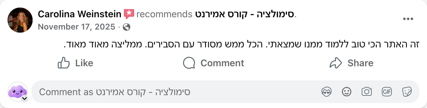 צילום מסך ביקורת פייסבוק