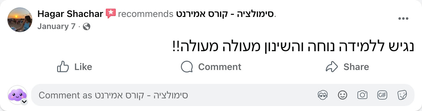צילום מסך ביקורת פייסבוק