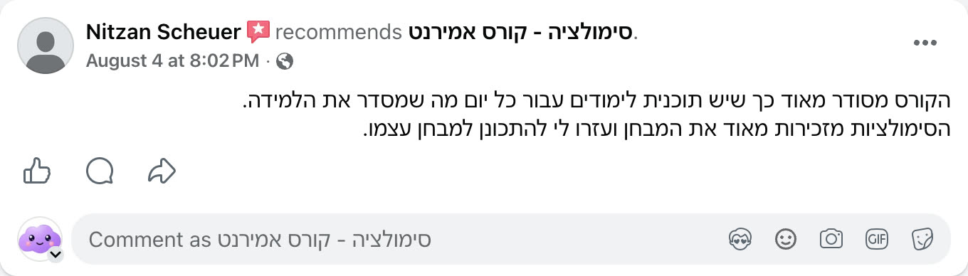 צילום מסך ביקורת פייסבוק