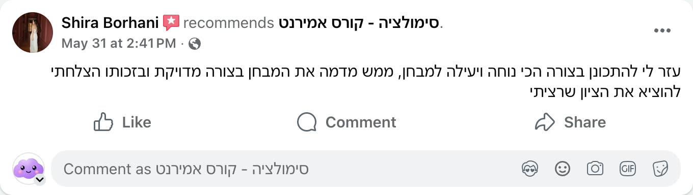 צילום מסך ביקורת פייסבוק
