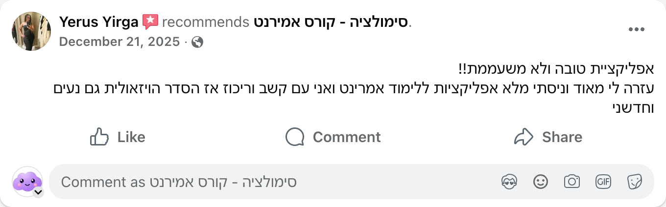 צילום מסך ביקורת פייסבוק
