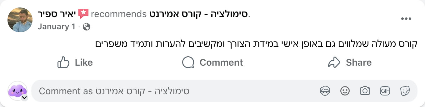 צילום מסך ביקורת פייסבוק