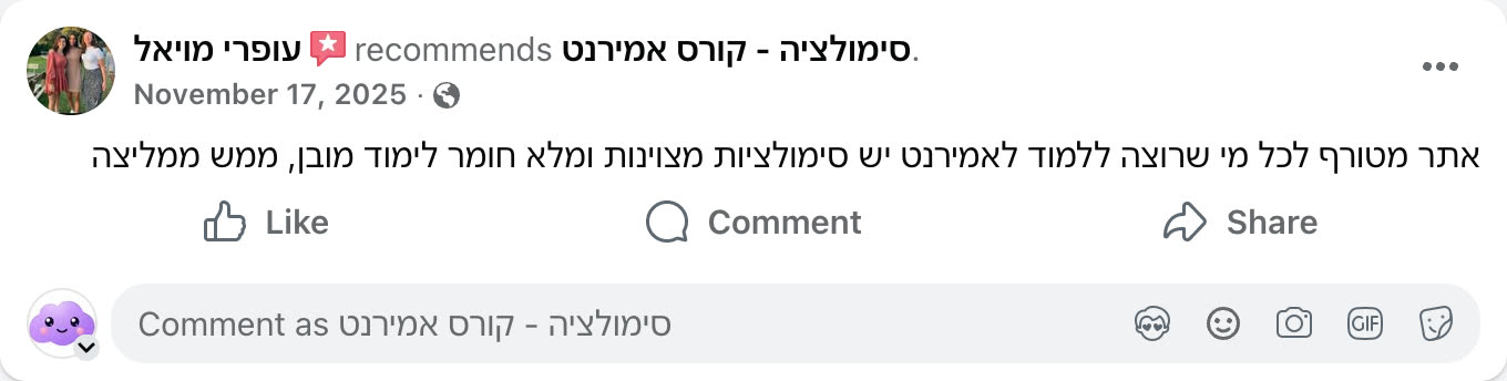 צילום מסך ביקורת פייסבוק