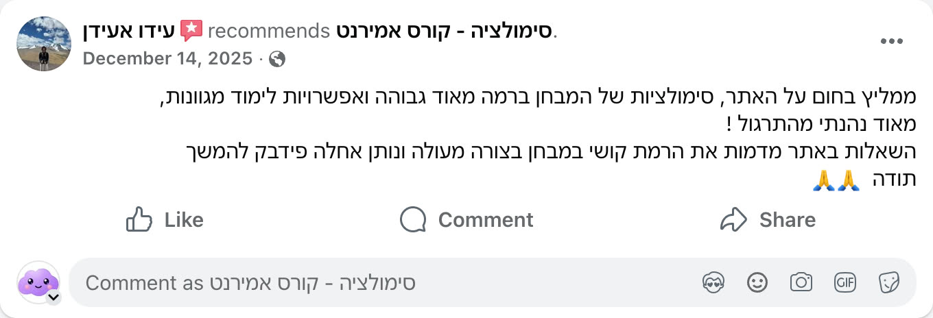 צילום מסך ביקורת פייסבוק