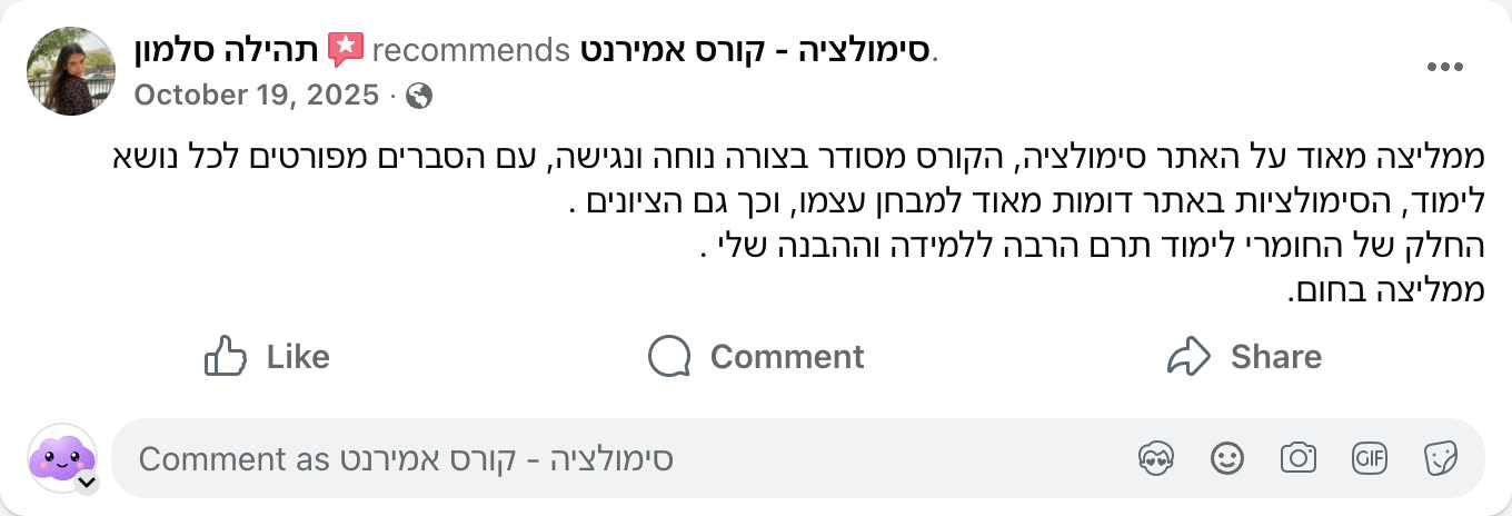 צילום מסך ביקורת פייסבוק
